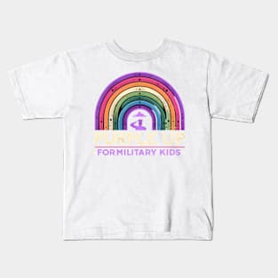 Purple Up For Military Kids Rainbow Silhouette Kids T-Shirt